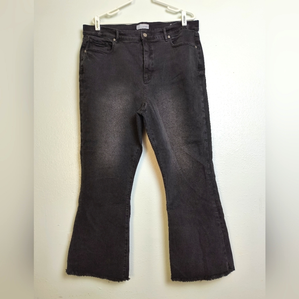 Loft High Rise The Kick Crop Jeans 34/18 Faded Black